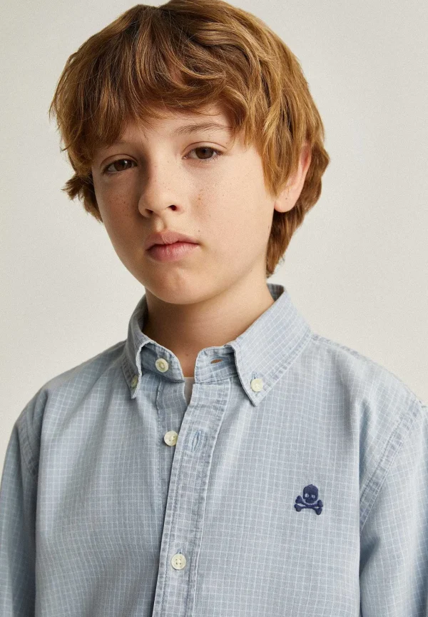 Clearance Scalpers Camisa Denim Cuadros Calavera