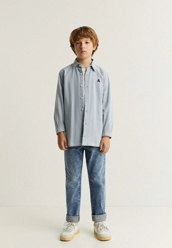 Clearance Scalpers Camisa Denim Cuadros Calavera