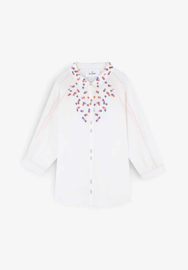 Discount Scalpers Camisa Detalle Bordados Diseno Cuadrados