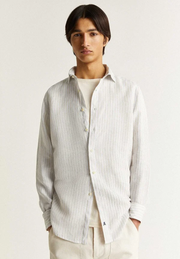Sale Scalpers Camisa Premium Lino Rayas Slim