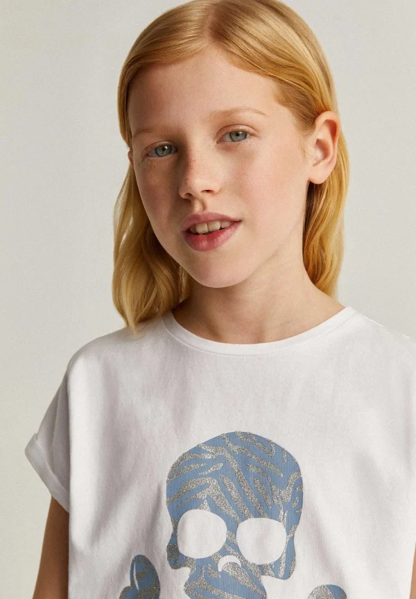Outlet Scalpers Camiseta Calavera Animal Print Glitter