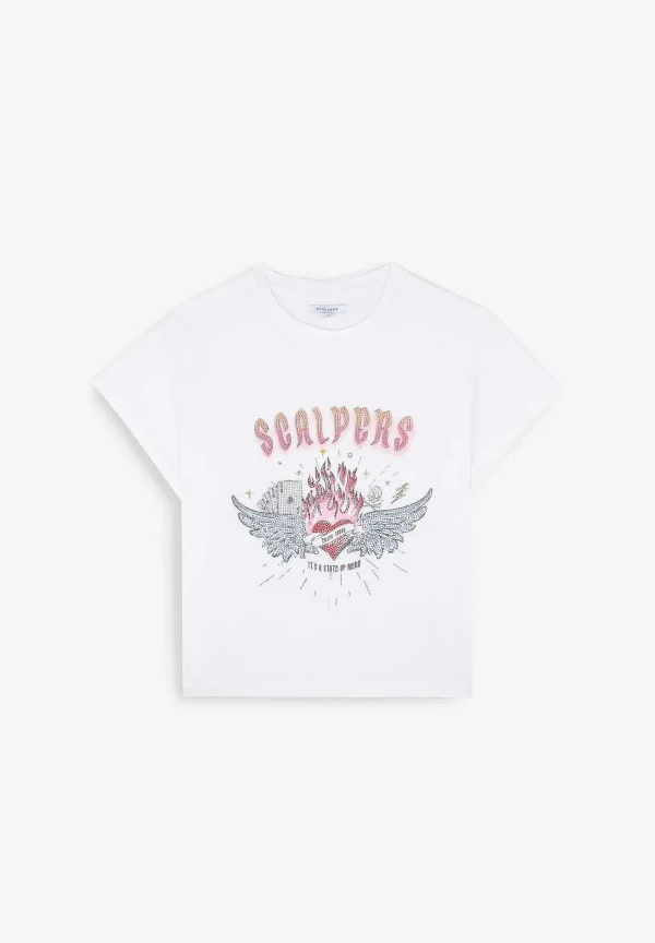 Online Scalpers Camiseta Print Detalle Strass