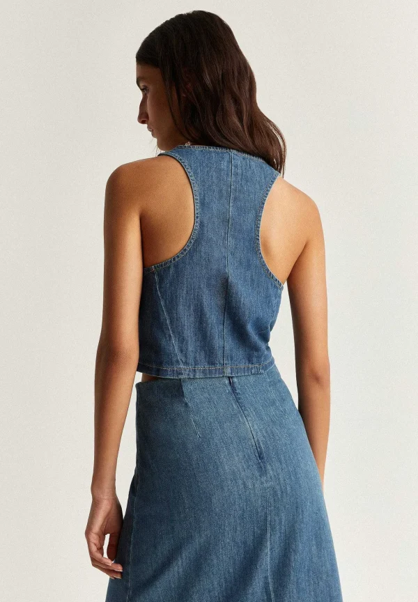 Shop Scalpers Chaleco Denim Cropped