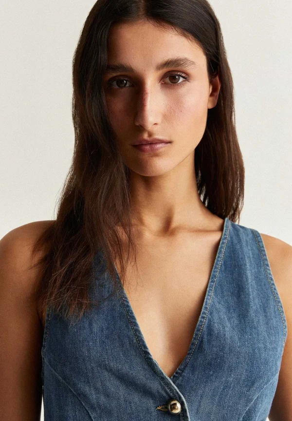 Shop Scalpers Chaleco Denim Cropped