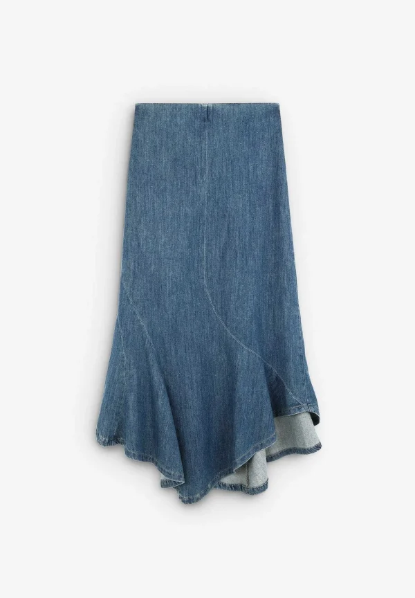 Online Scalpers Falda Midi Denim Bajo Vuelo