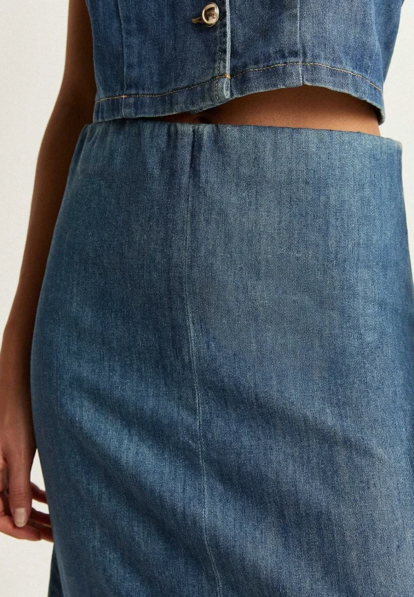 Online Scalpers Falda Midi Denim Bajo Vuelo