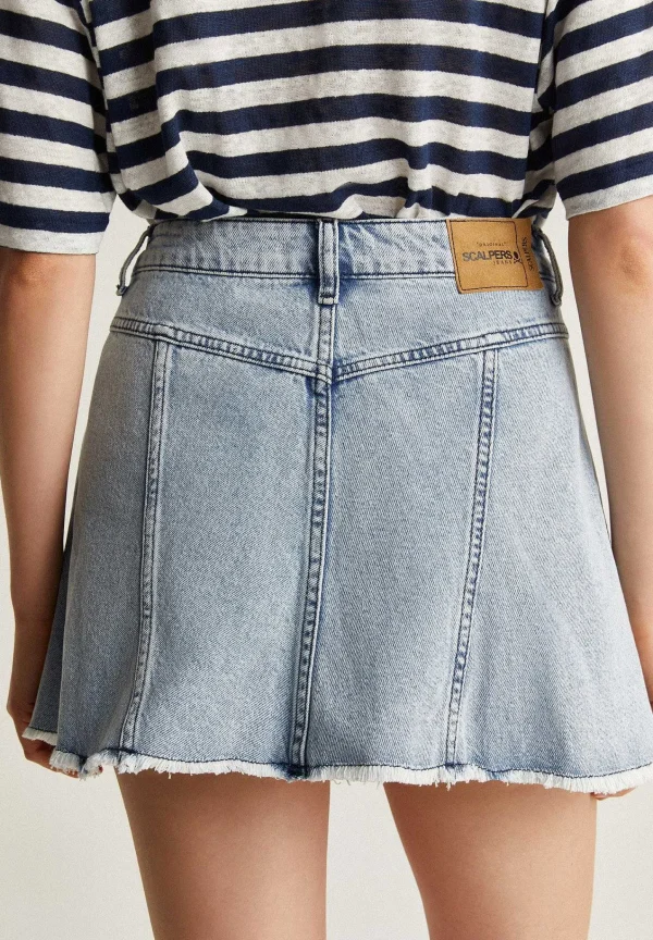 Outlet Scalpers Falda Mini Denim Lavada