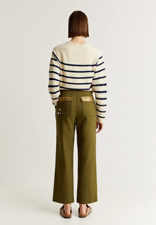Online Scalpers Pantalon Pinzas Detalles Tachuelas