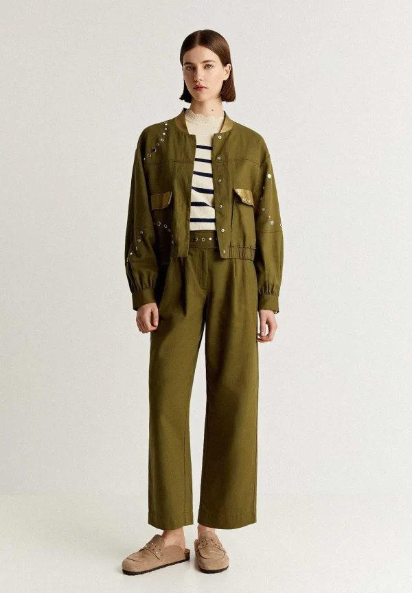 Online Scalpers Pantalon Pinzas Detalles Tachuelas