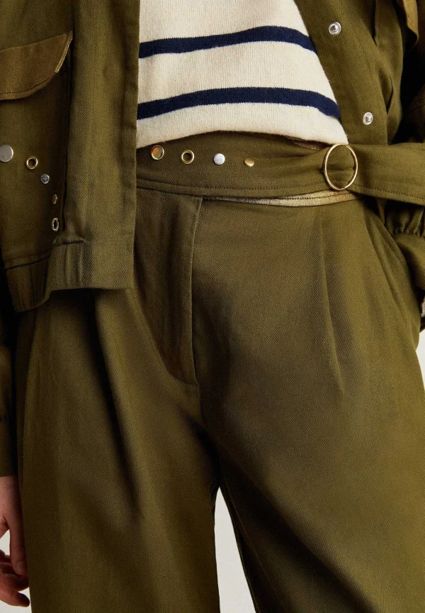 Online Scalpers Pantalon Pinzas Detalles Tachuelas
