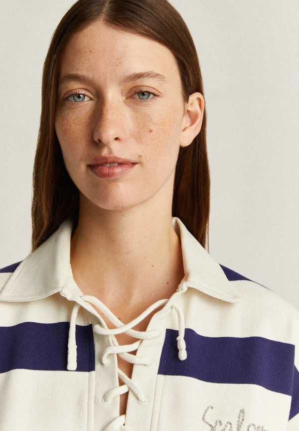 Clearance Scalpers Sudadera Polo Rayas Cordon Cuello