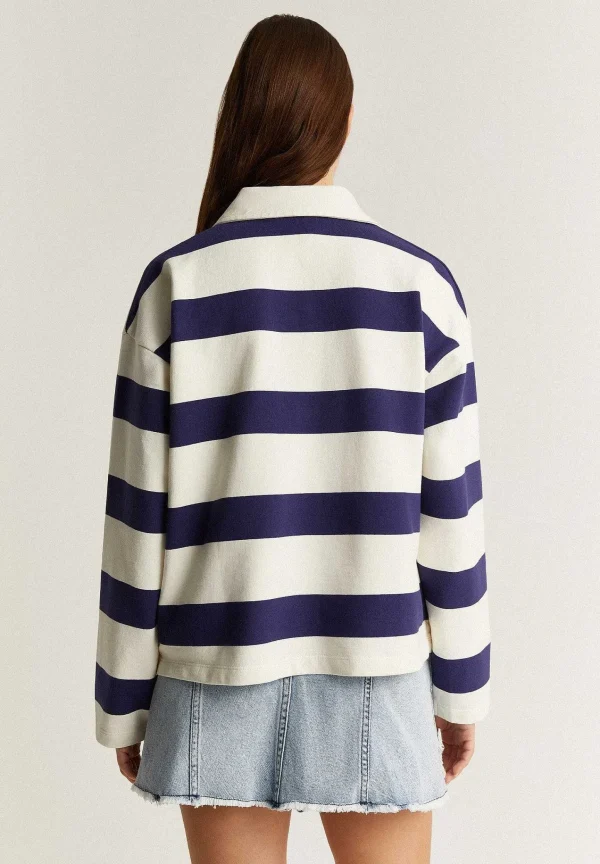 Clearance Scalpers Sudadera Polo Rayas Cordon Cuello