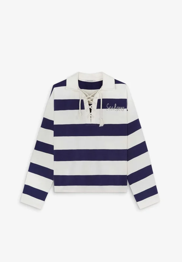 Clearance Scalpers Sudadera Polo Rayas Cordon Cuello