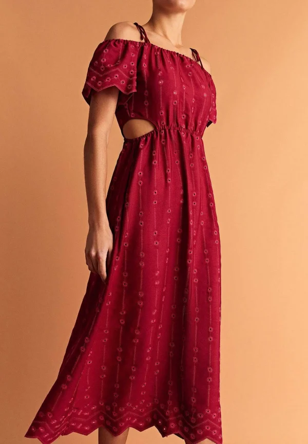 Clearance Scalpers Vestido Bordado Hombro Descubierto