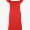 Discount Scalpers Vestido Lino Midi Drapeado Pecho