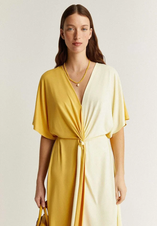 Outlet Scalpers Vestido Midi Cupro Bicolor