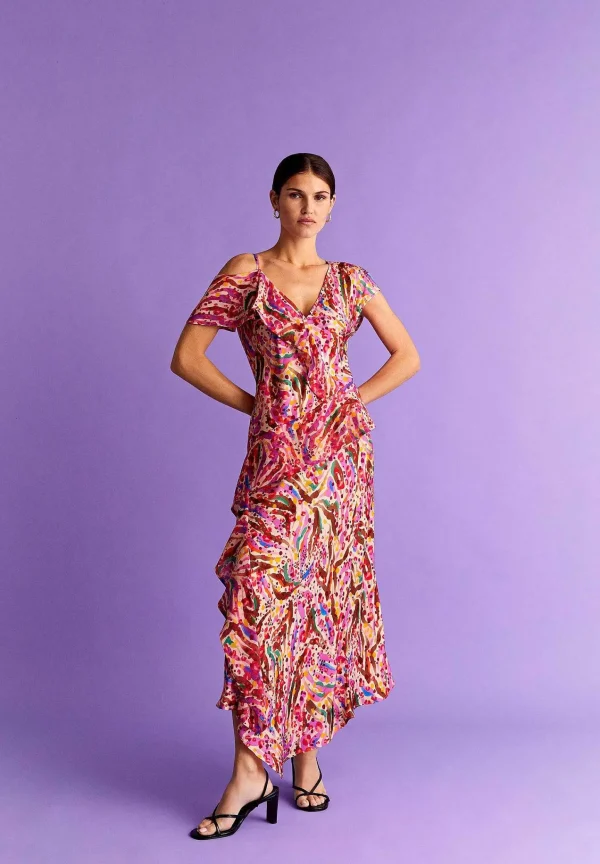 Shop Scalpers Vestido Midi Print Volantes