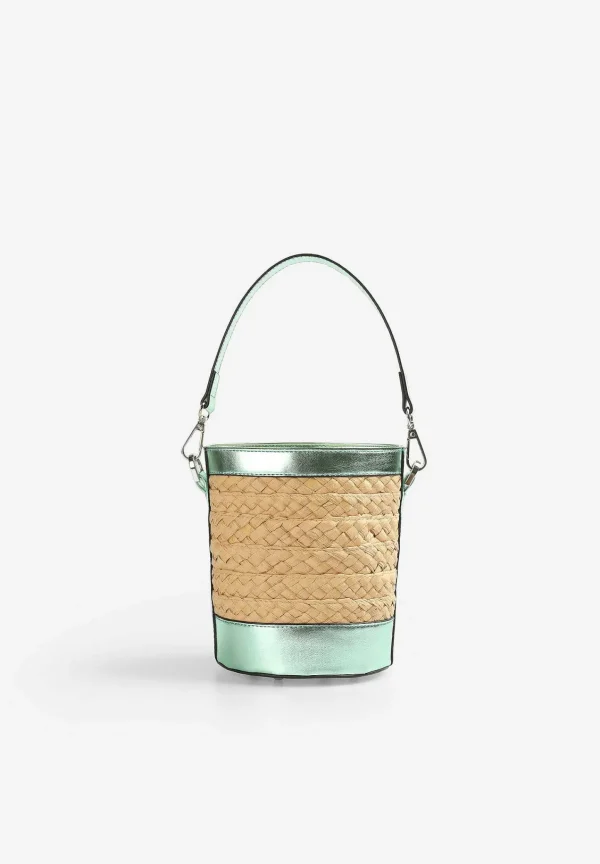 Best Scalpers Bolso Cubo Rafia Detalle Metalizado