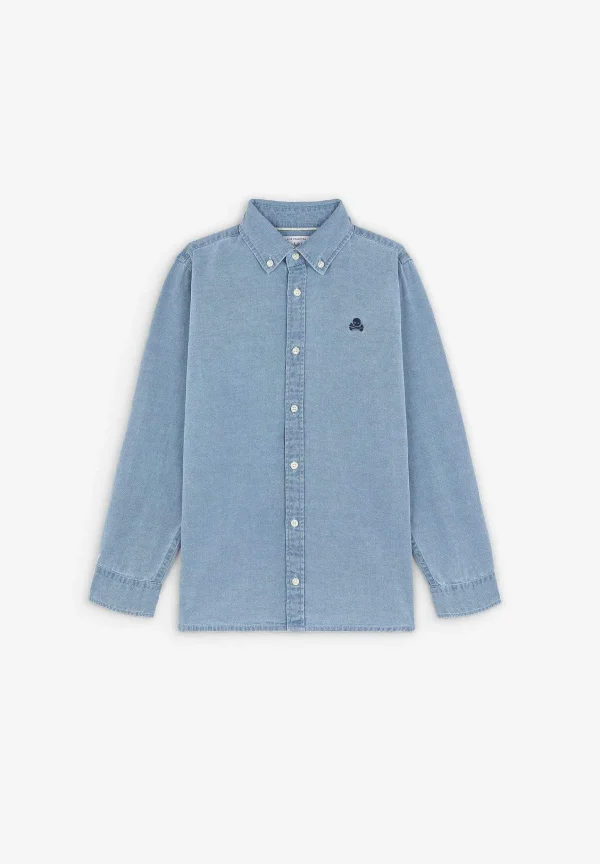Clearance Scalpers Camisa Denim Cuello Botones